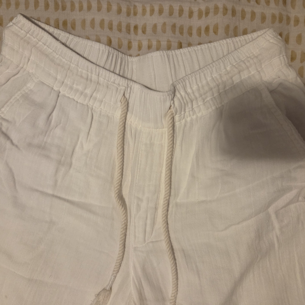 Old Navy White Crinkled Texture Linen Pants
